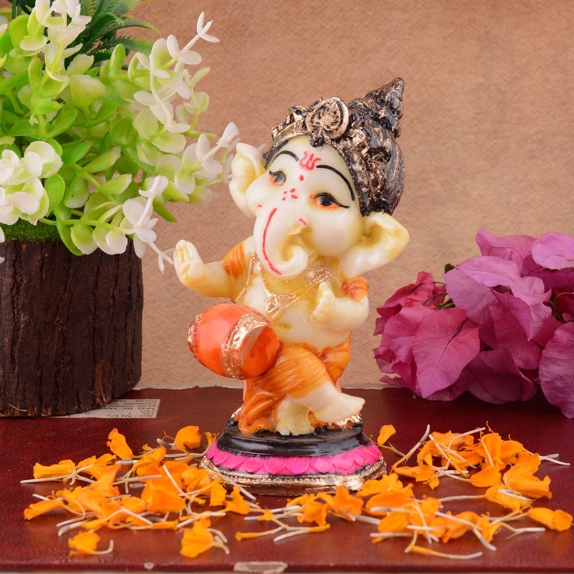 Ganesha Statue Idol Shriganesh Bhagwan Murti / Home, Office Decor / Car Dashboard / Side Table Brass Ganpati / Lord Vinayaka Statue / God of Luck & Success Sculpture / Gift Items