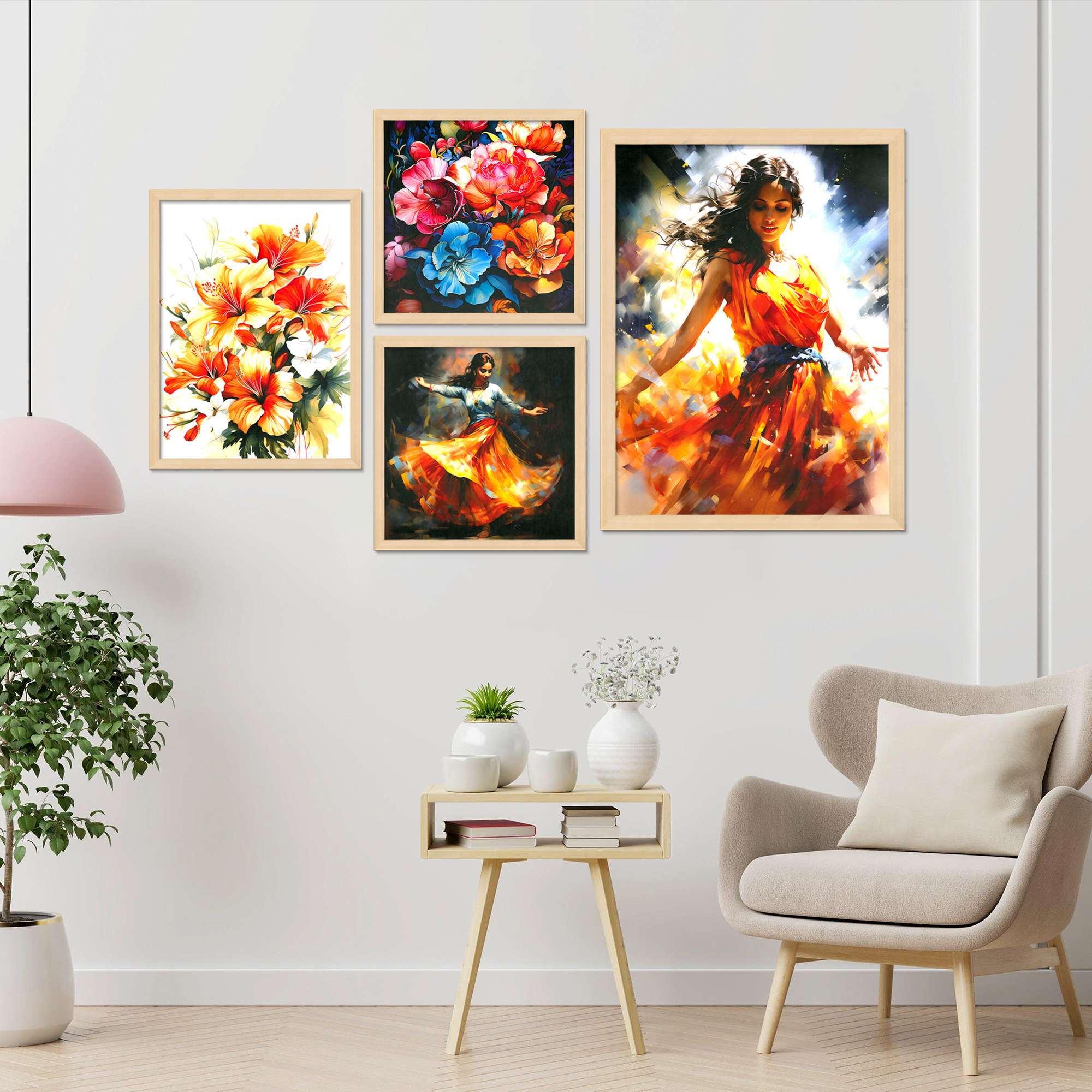 SET OF 4 DIGITAL WALL PAINTING